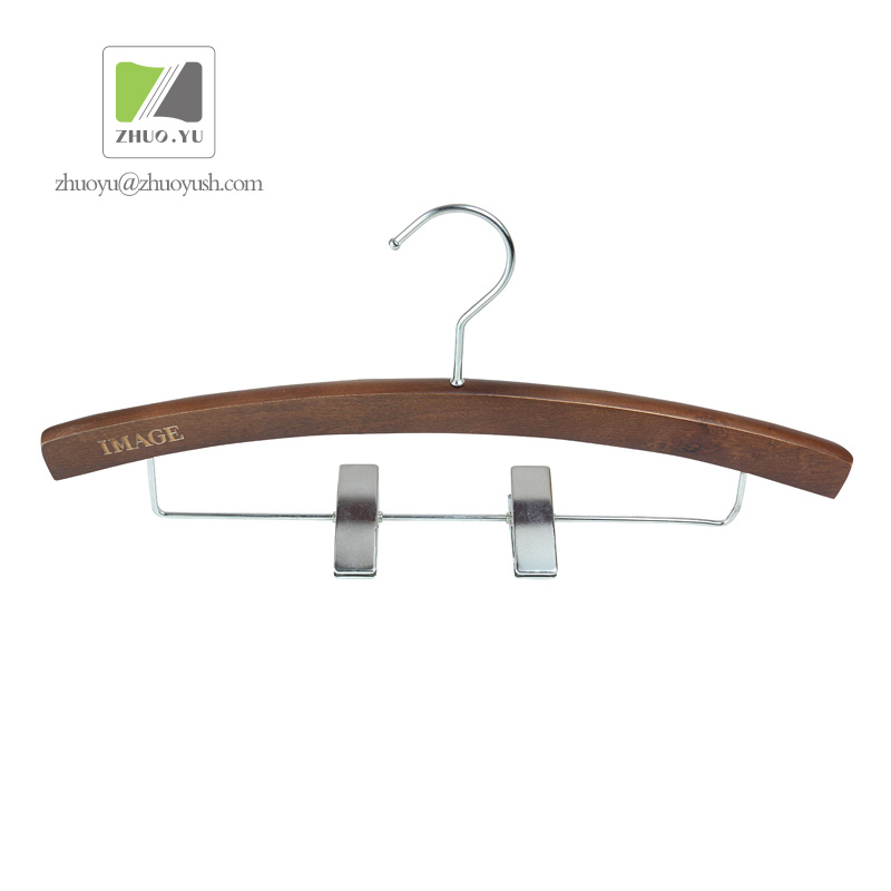 Brown Lotus Wooden Hanger with Bottom Clips