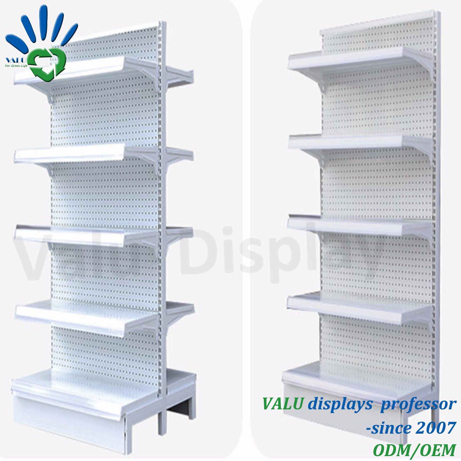 Factory Sale Single Double Sided White Back Panel Supermarket Shelf/Rack