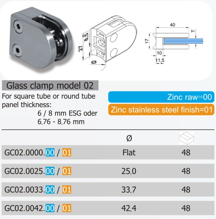 Good Quality Zinc Alloy Stainless Steel Glass Holder (GC02.00/01)