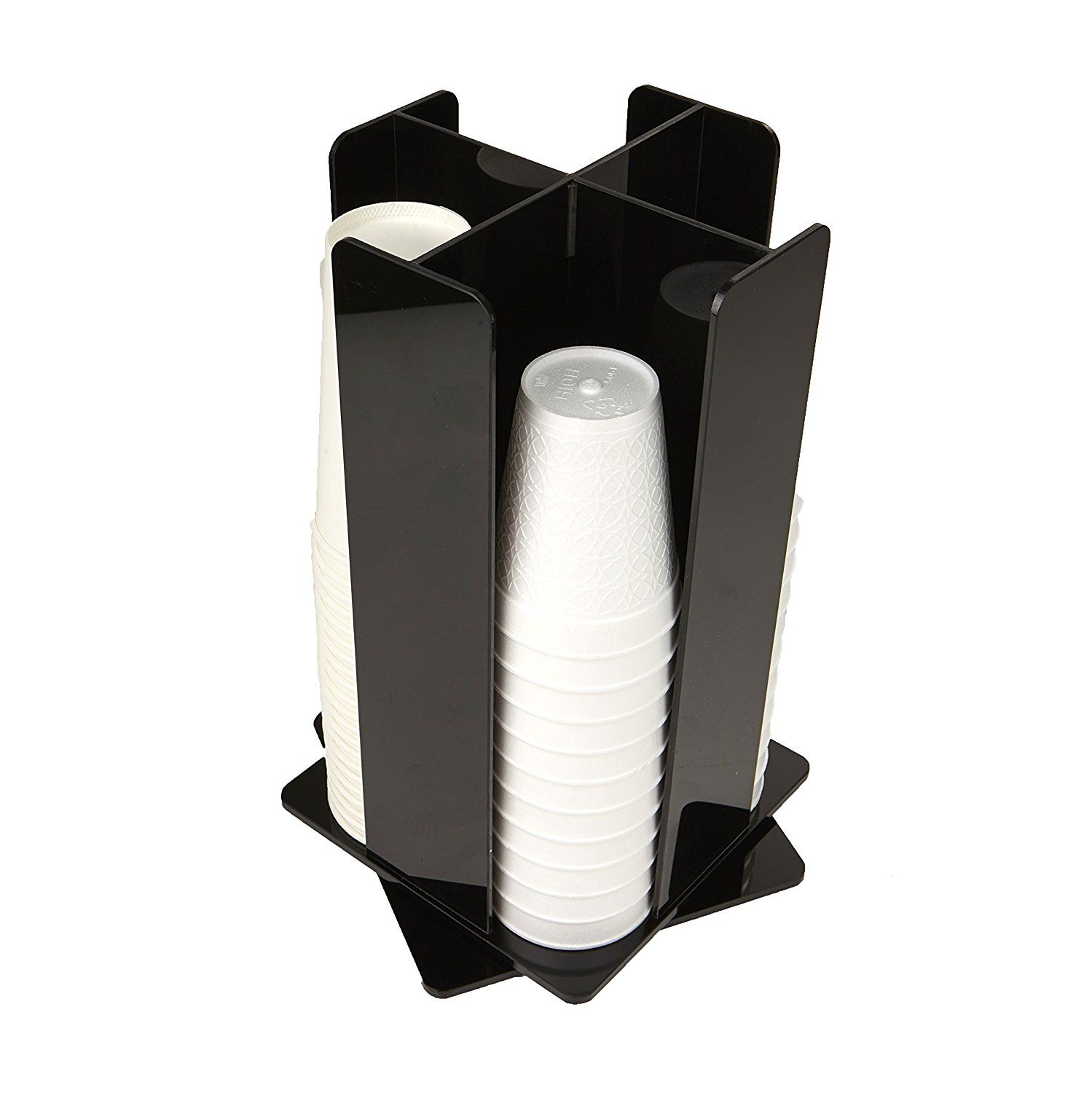 Mind Reader 4 Compartment Acrylic Rotating Cup and Lid Dispenser