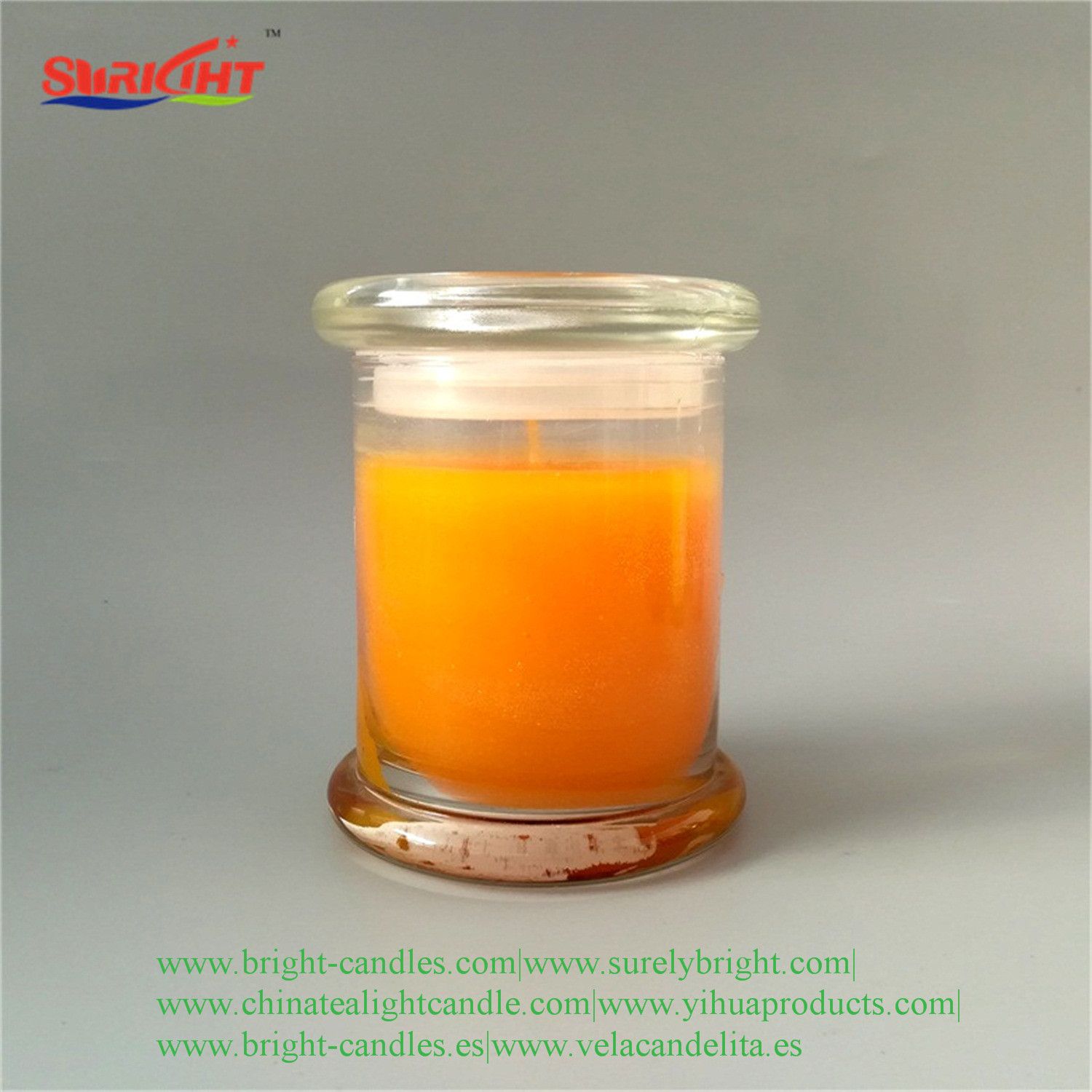 Orange Glass Lid Crystal Vase Scentedcandle for Decoration