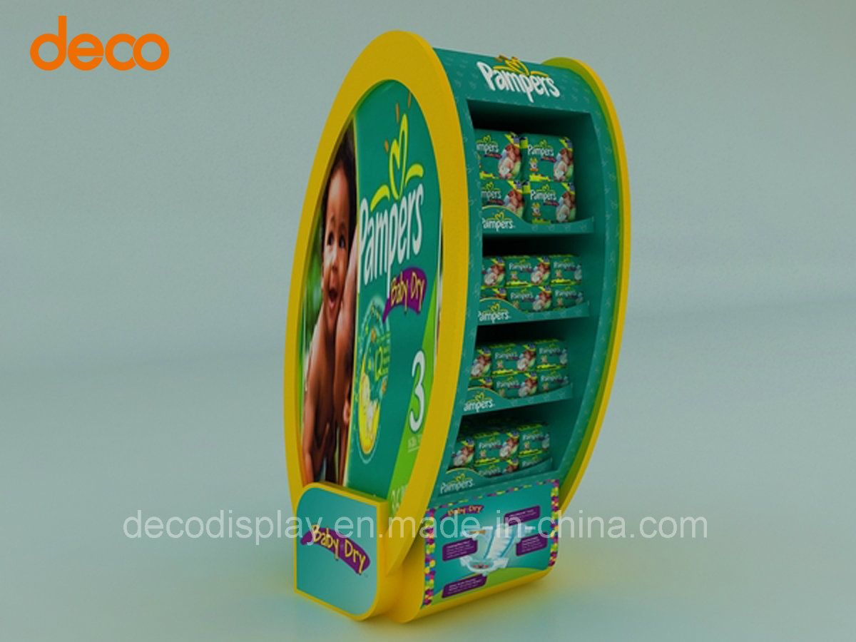 Point of Purchase Cardboard Baby Diapers Display Shelf for Pampers