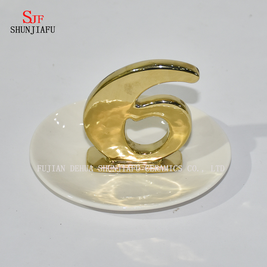Letters Shape Jewelry Display Necklace Earring Bracelet Holder Organizer Rack Tower Electroplating Ceramic