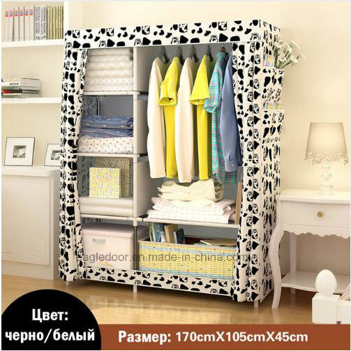 Modern Simple Wardrobe Household Fabric Folding Cloth Ward Storage Assembly King Size Reinforcement Combination Simple Wardrobe (FW-28D)