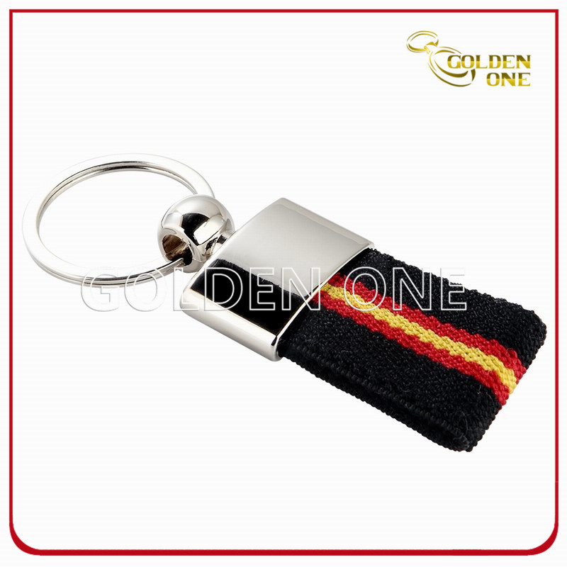 Promotion Metal Key Ring with Woven Lanyard Strap