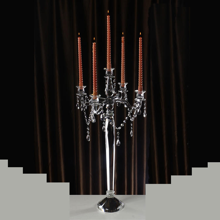 5 Branch Crystal Candle Holder for Wedding Decoration