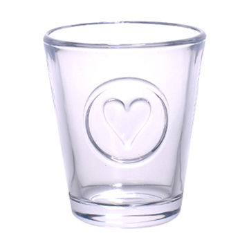 Clear Glass Candle Holder with Heart Patter for Valentine's Day