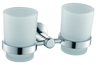 72266j Space Aluminum & Glass Double Tumbler Holder