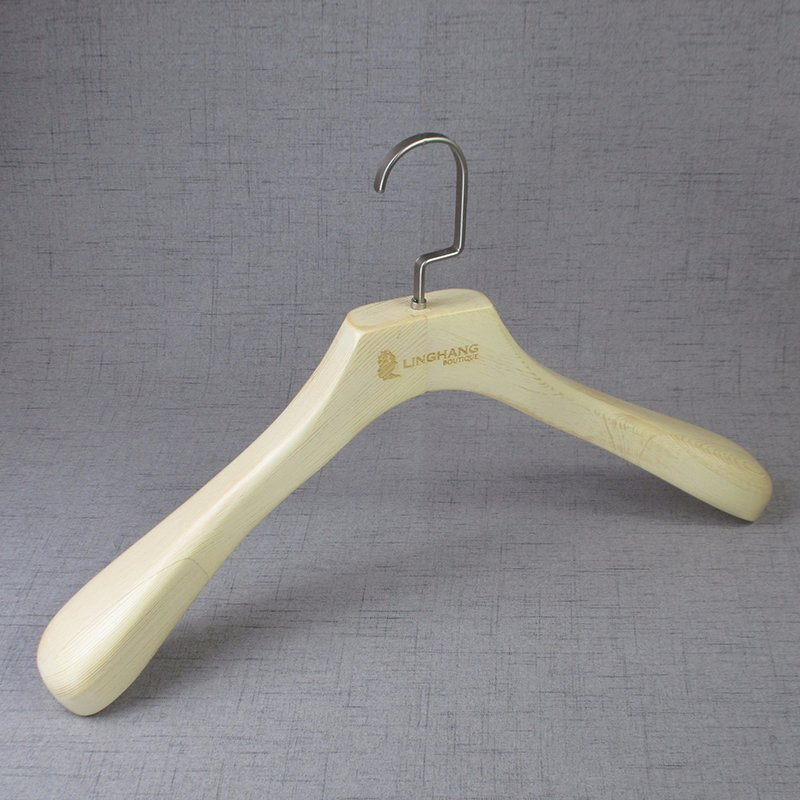 Beige Men Jacket Pine Wood Clothes Hanger