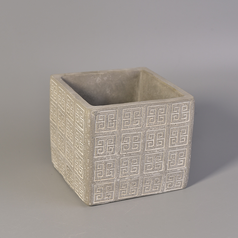 Square Concrete Candle Holder with Fashion Pattern