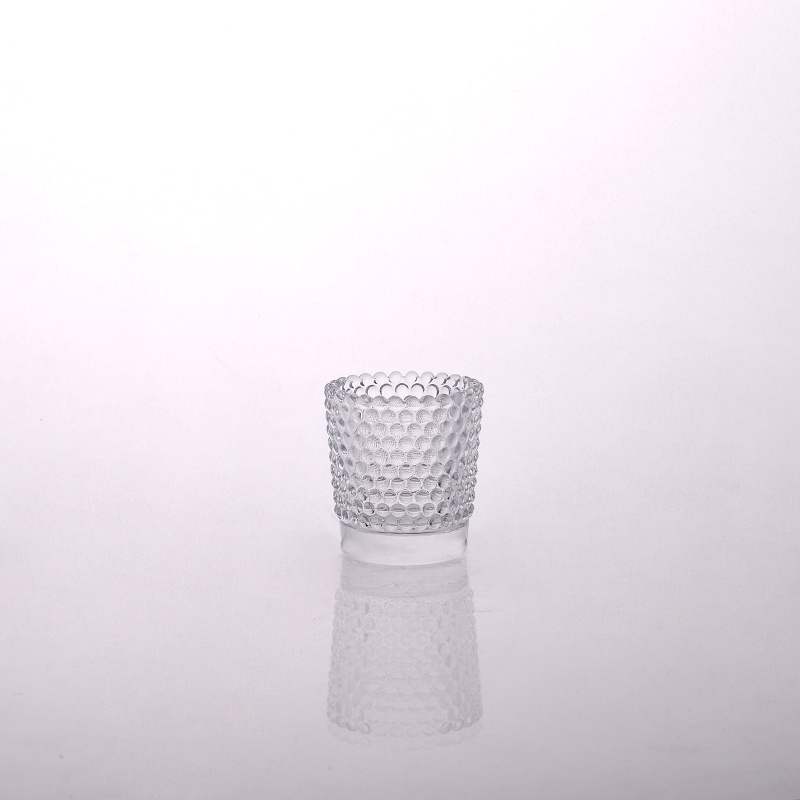Small Pressed Embossment DOT Candle Holder Glass