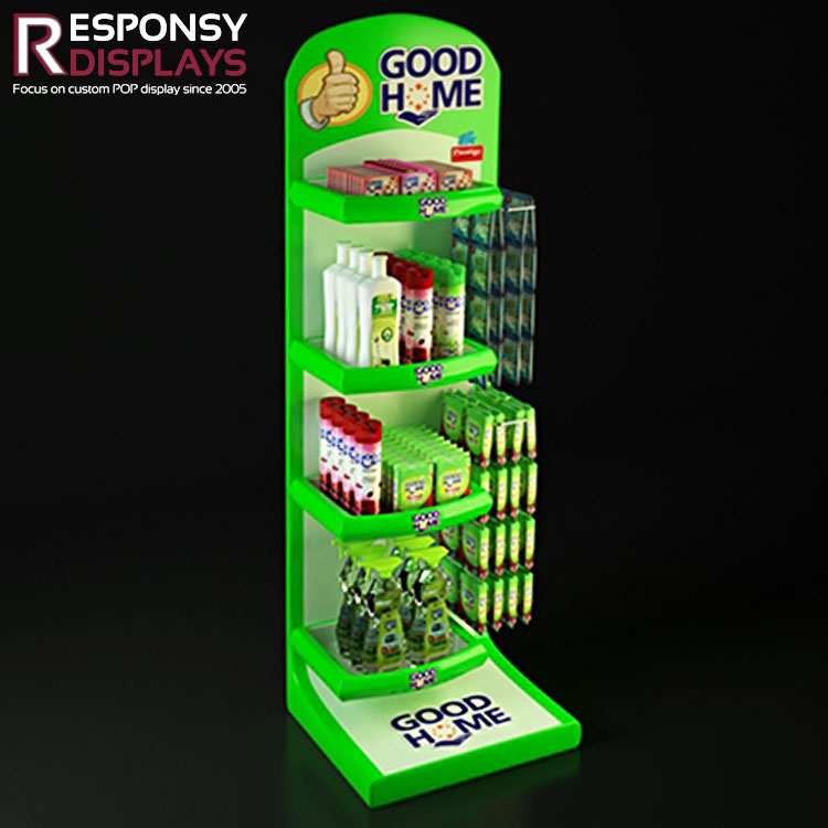 Custom Pop Floor Shampoo Dispenser Metal Display Rack