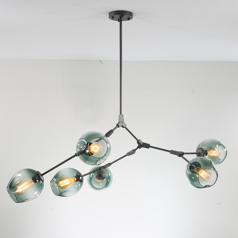 Modern Clear Glass Ball Iron Decoration Restaurant Chandelier Lighting