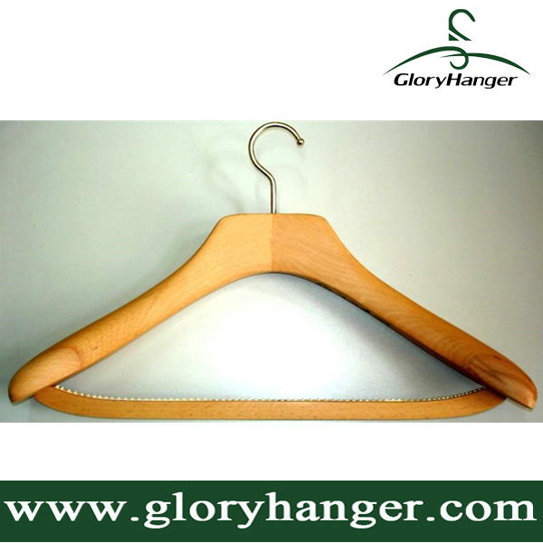 Deluxe Wooden Clothes Hanger with Anti Skid Square Rod