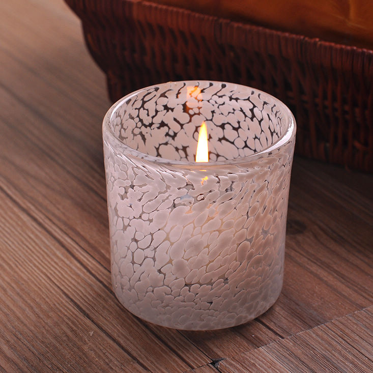 Swirl White Colored Glass Candle Holder