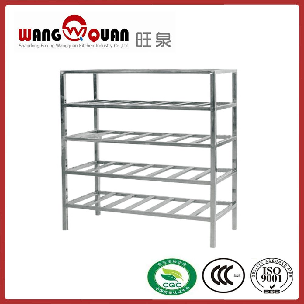 Supermarket Rack Tube 5 Tier Stainless Steel Slatted Shelf