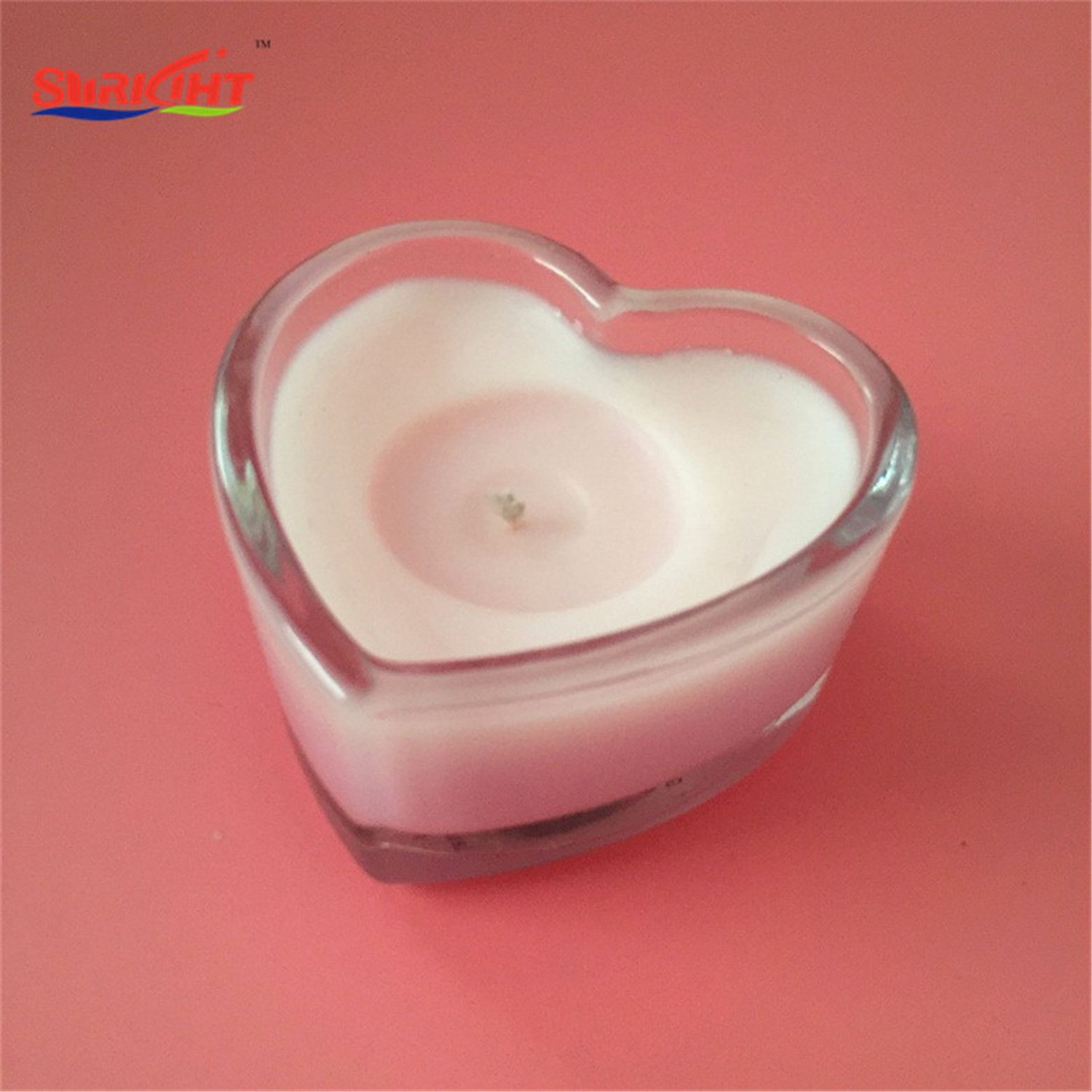 Pink Handmade Heart Glass Jar Scented Candles for Valentine's Day