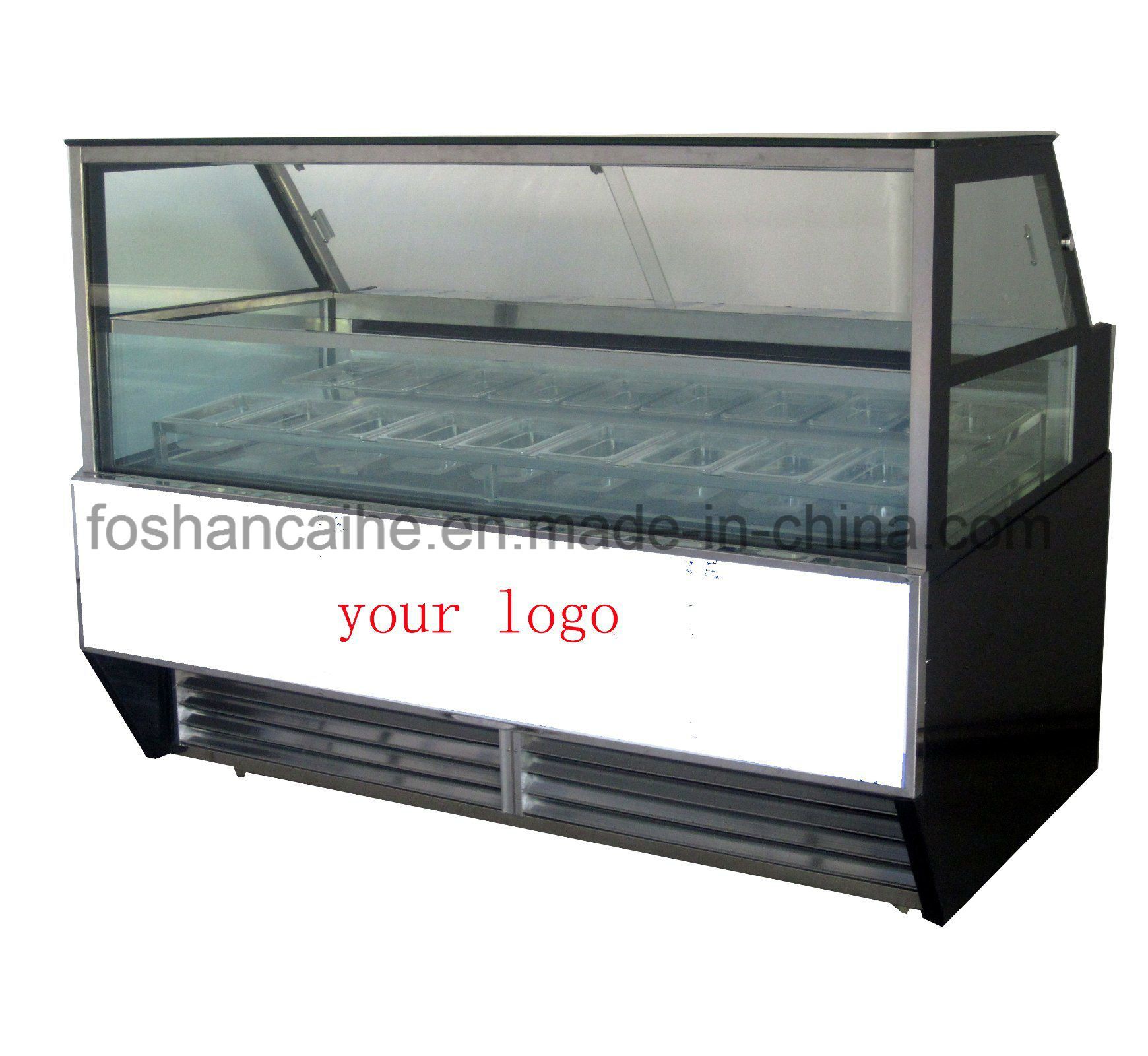 Hard Ice Cream Display Cabinet/ Glass Showcase