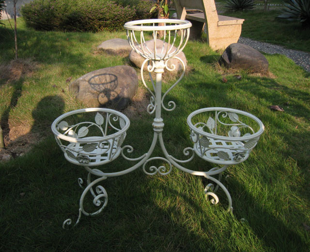 Eco-Friendly 2017 Newest 3-Pot Foldable Cheap Metal Garden Decorative Flower Planter Stand (PL08-4836)