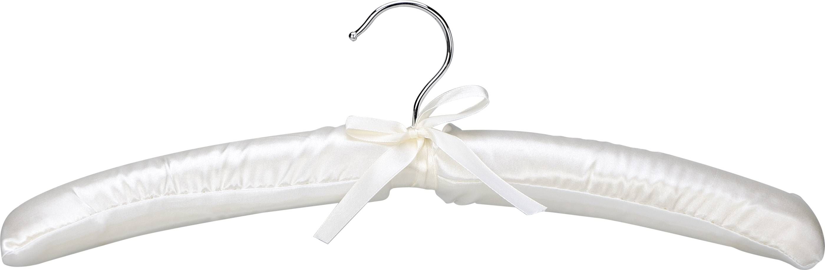 Ivory Clothes Satin Hanger with Silver Hook