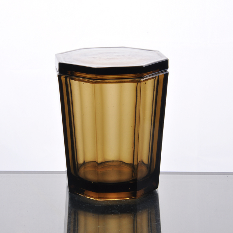 Hot Sale Brown Hexagon Machine Made Candle Holder