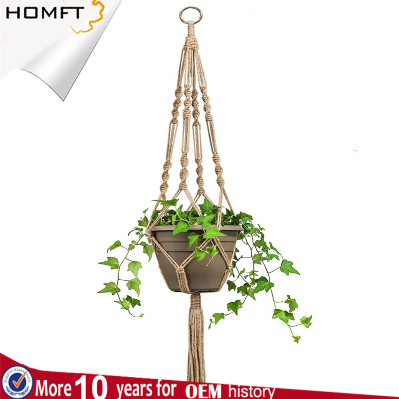 Handmade Macrame Plant Hanger / Haning Planter with Wood Shelf