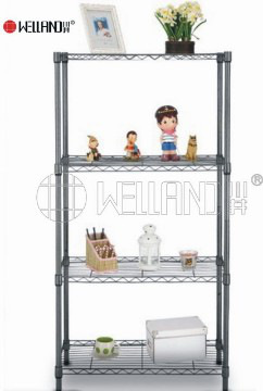 Adjustable 4 Tiers Black Metal Rack for Home (LD6035150B4E)