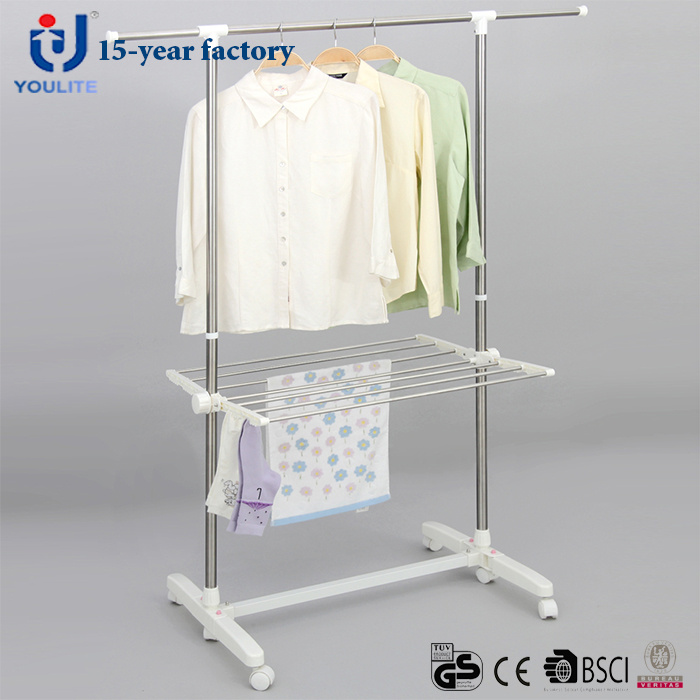Stainless Steel Single Pole Telscopic Garment Hanger with Racks