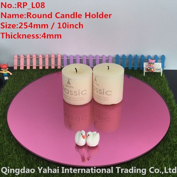 4mm Large Round Pink Glass Candle Holder