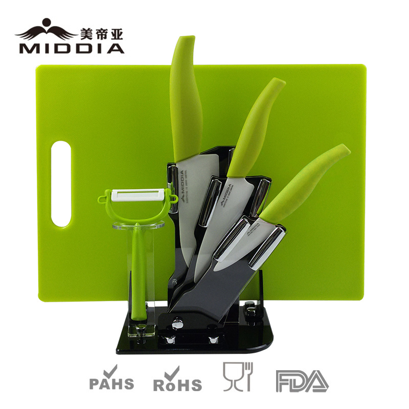Kitchen Knife Set Ceramic Knives+Peeler+Chopping Board+Holder