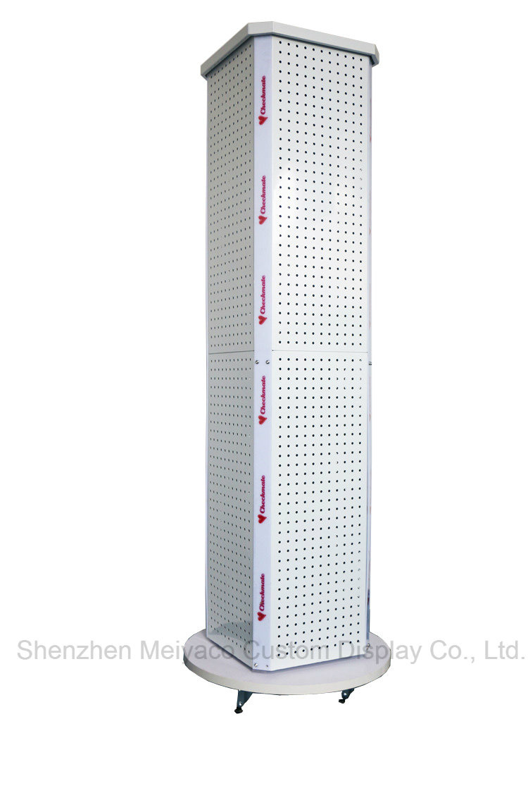 Movable Rotating Mobile Accessories Four-Sided Pegboard Hanging Hook Display Rack/Stand