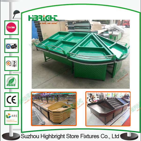 Acrylic Triangle Round Supermarket Fruit and Vegetable Display Rack