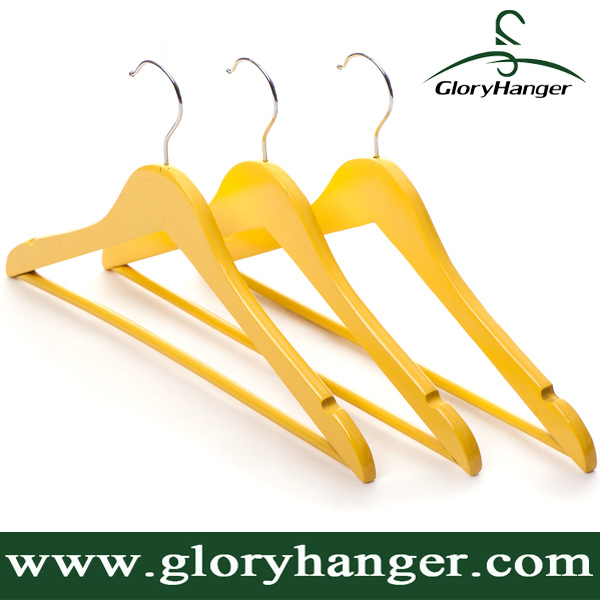 for Clothes Display Colourful Wooden Garment Hanger in Yellow