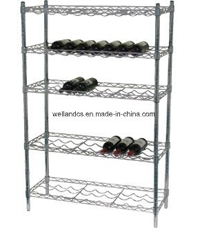Top Quality 5 Tier Chrome Metal Wine Display Rack Manufacturer