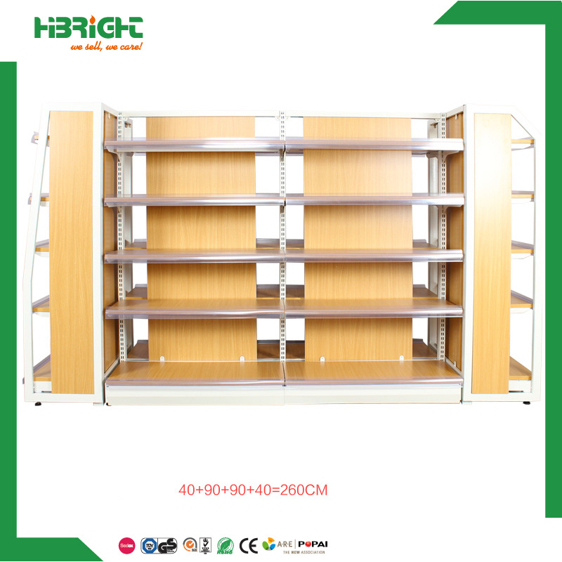 Metal Retail Display Rack with Wooden Shelf
