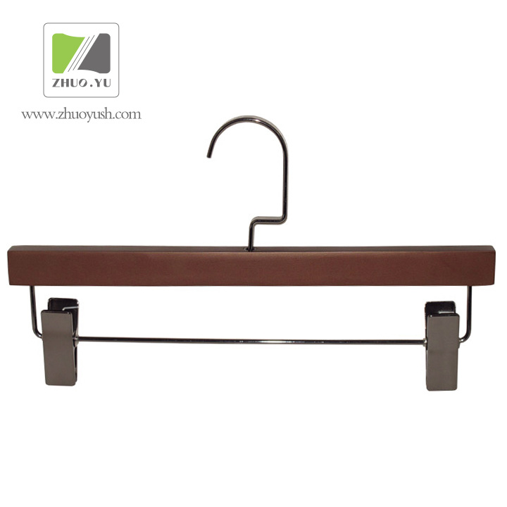 Brown Lotus Wood Bottom / Cloth Hanger with Black Nickel Clips