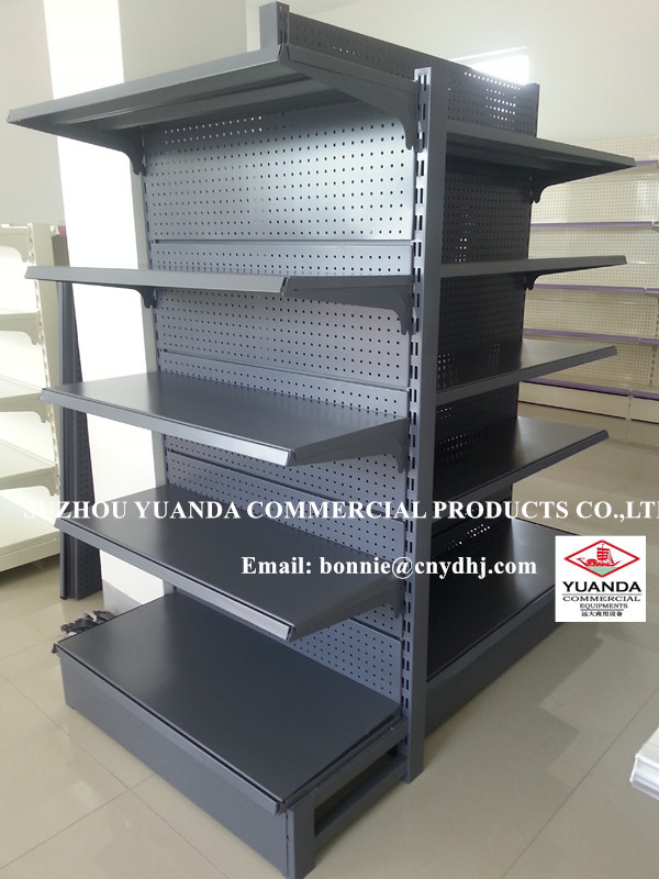 Double Side Black 4 Layers Luxury Gondola Shelving