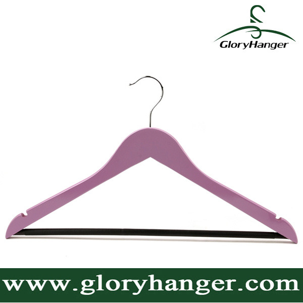 Fashionable Bright Paint Round Rod Antiskid Wooden Hangers Color Optional