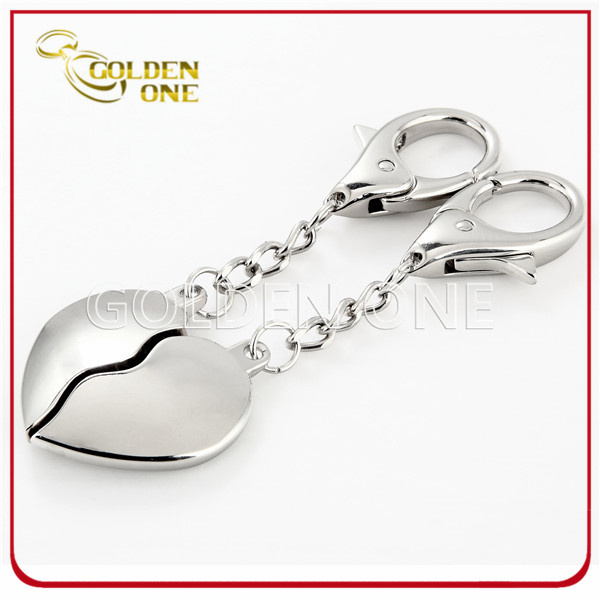 Broken Heart Design Matte Nickel Plated Metal Key Chain