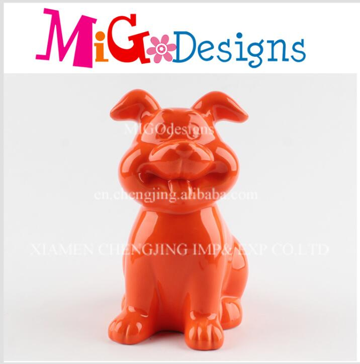 Wholesale Red Pottery Cool Dog Coin Money Bank