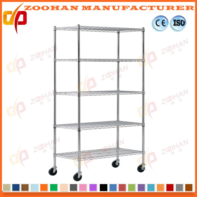 5 Shelf Mobile Chrome Wire Shelves Unit L36in*W18in*H72in (Zhw87)