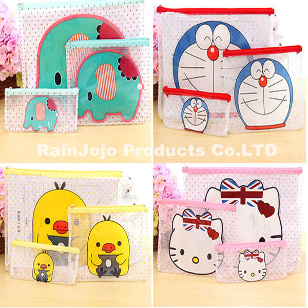 Cartoon PVC Document Bag with Zipper Lock