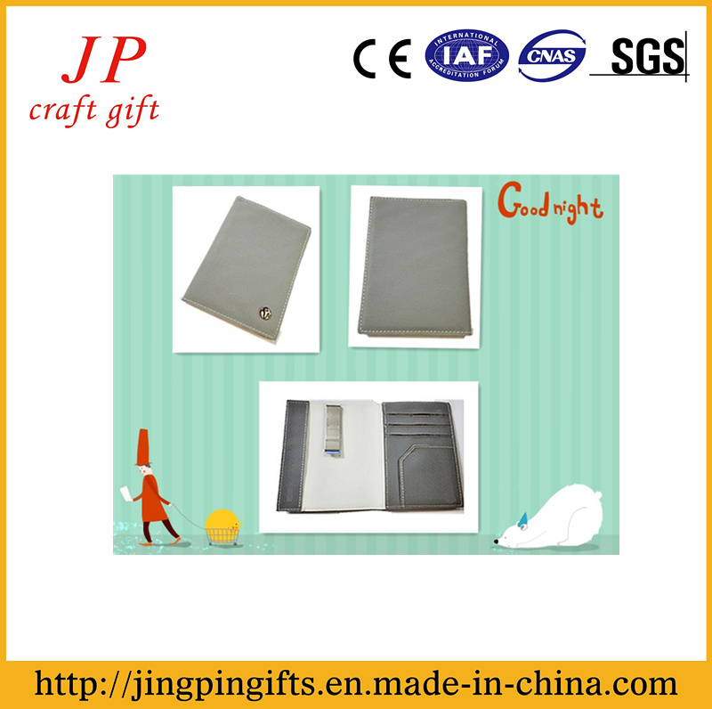 The Gray Leather Business Card Holder with Multilayer