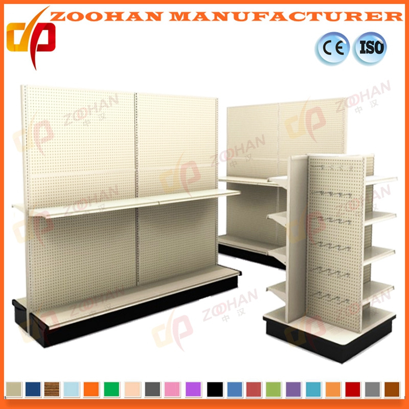 Industrial Metal Shelves Supermarket Store Pegboard Gondola Display Shelving (Zhs363)