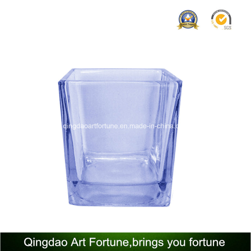 Square Glass Votive Candle Holder for Candle, Floral Home Decor