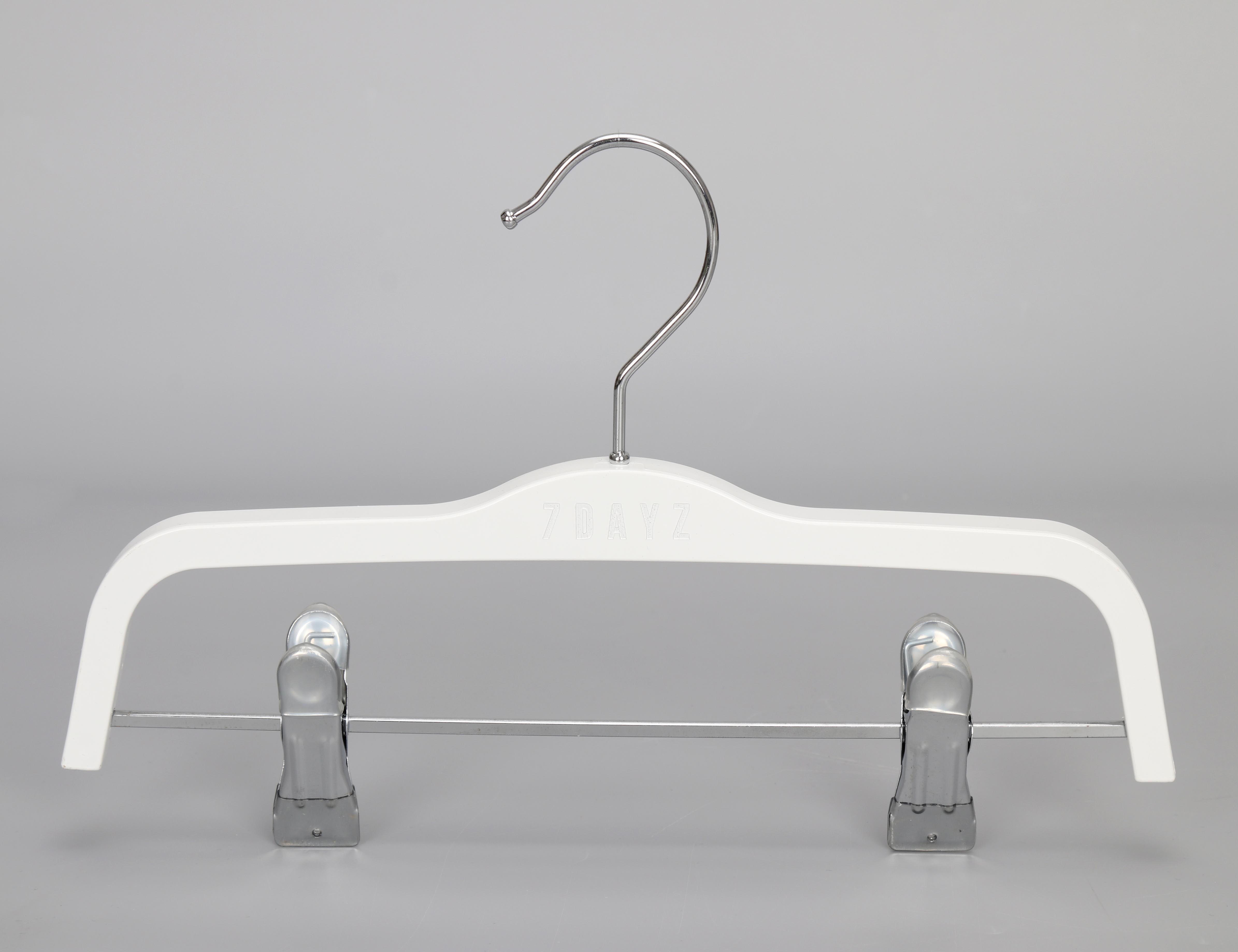 Luxury Pure White Gold Plastic Pants Garment Hangers with Clips
