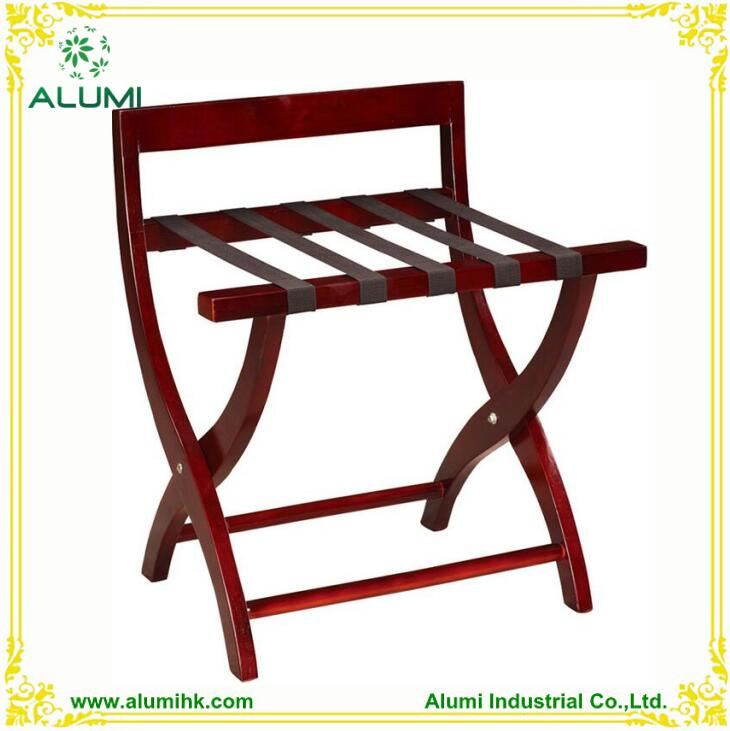 Wooden Folding Luggage Rack with Straps for Hotel Room