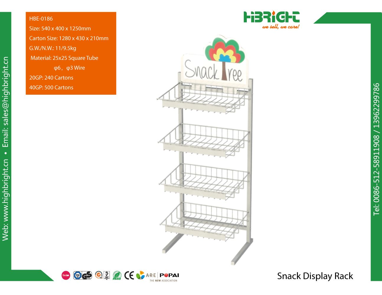 Supermarket Display Stand Basket Promotion Snack Display Rack
