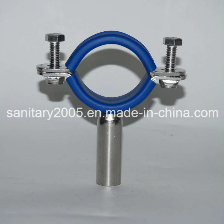 Stainless Steel Pipe Holder with Blue Rubber Insert