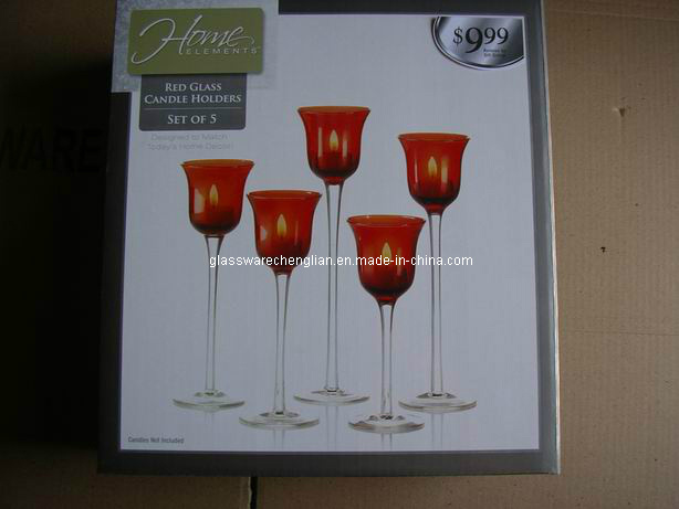 Red Color Stemware Glass Candle Holder (ZT-02)